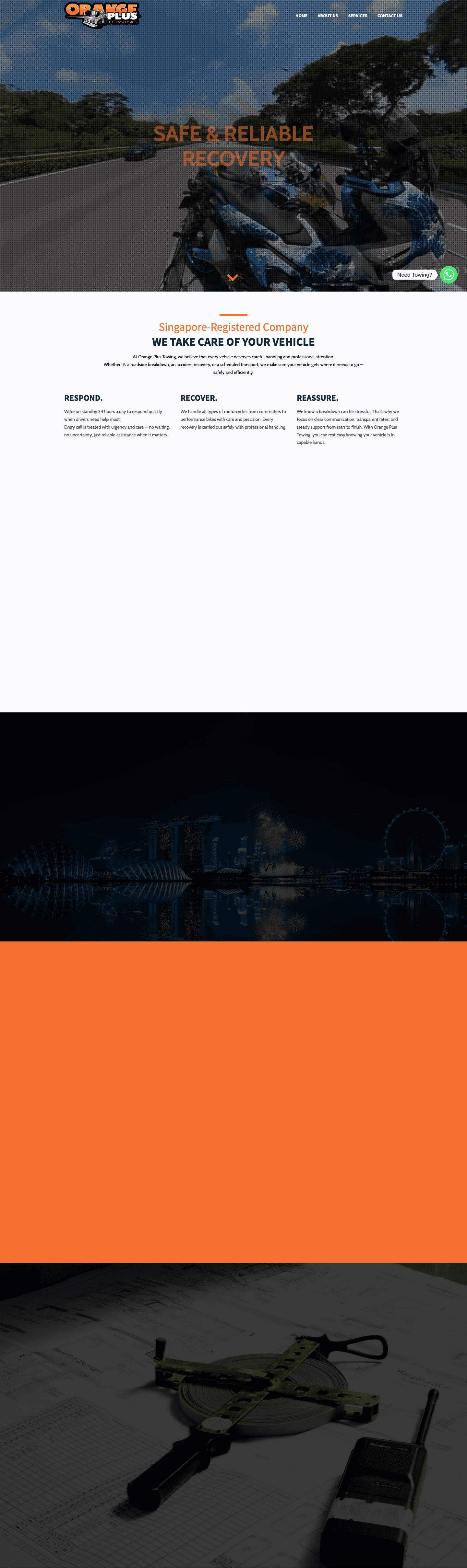 Orange Plus Towing — tablet view
